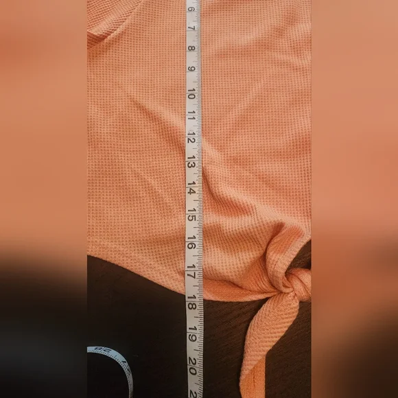 Cupshe Orange Creamsicle Tie-Front Cropped Sweatshirt - Picture 9 of 10